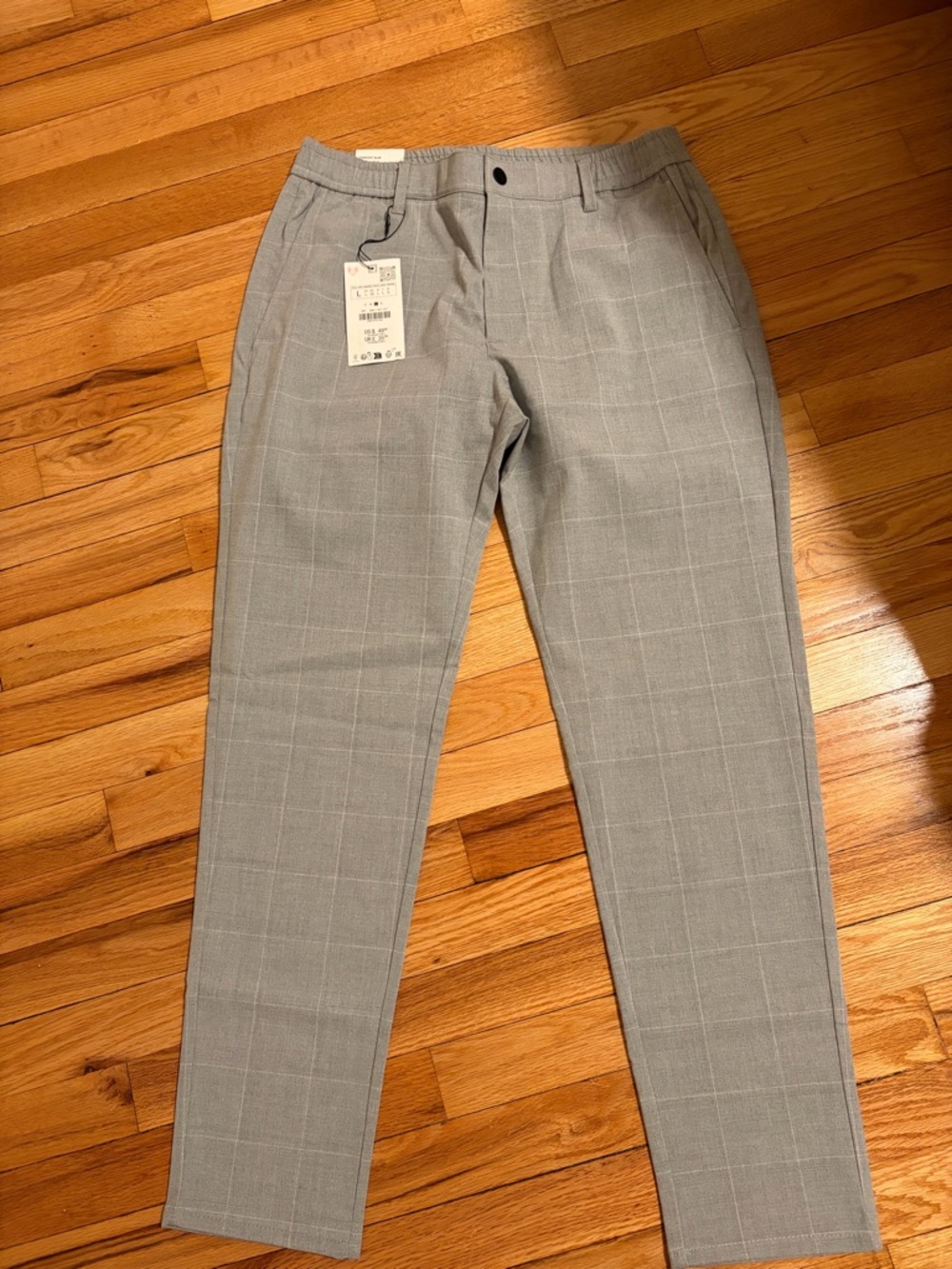 ZARA Men’s The Driver Pant in Gray Plaid Size Large NWT
